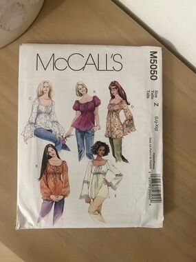McCall’s M5050 Misses Top Sewing Pattern Size L–XL Easy Pullover Blouse